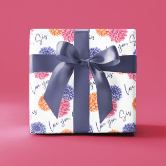 Love You Sis Wrapping Papier Plat Set de 3