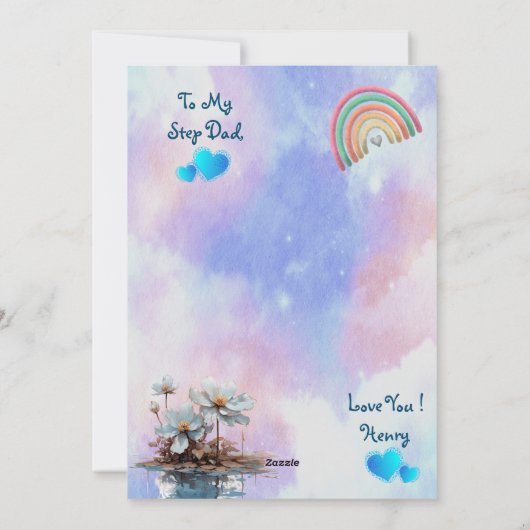 Love You Stepdad Blue Smoky Sky Cloud Regenboog Sc Feestdagenkaart (Achterkant)