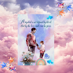Love You Stepdad Blue Smoky Sky Cloud Regenboog Sc Feestdagenkaart