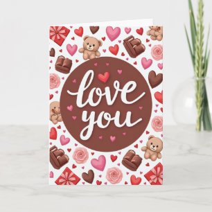 Love You Teddy Beer Harten Kaart