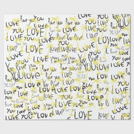 Love You Text Pattern Creative Typography Cadeaupapier (Vlak)