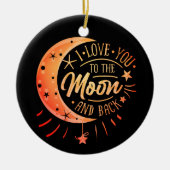 Love You To The Moon Black Ceramic Circle Ornament (Voorkant)