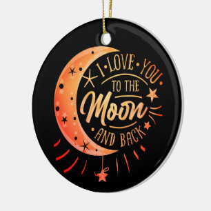 Love You To The Moon Black Ceramic Circle Ornament