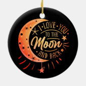 Love You To The Moon Black Ceramic Circle Ornament (Achterkant)