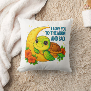 Love You to the Moon en Back Baby Turtle Kussen