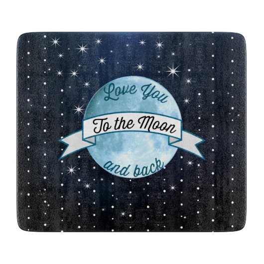Love You to the Moon en Back Stars Pattern Snijplank (Voorkant)