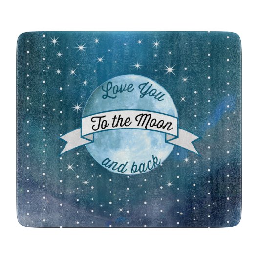 Love You to the Moon en Back Stars Pattern Snijplank (Voorkant)