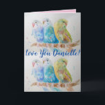 Love You Wifes Nom Blue Budgies Carte Aquarelle<br><div class="desc">Love You Ladies/Woman's/Wifes Name Blue Budgies Watercolor Card ou Carte de remerciements. Conçu à partir d'une de mes aquarelles de jardin d'origine,  profitez!</div>