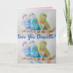 Love You Wifes Nom Blue Budgies Carte Aquarelle<br><div class="desc">Love You Ladies/Woman's/Wifes Name Blue Budgies Watercolor Card ou Carte de remerciements. Conçu à partir d'une de mes aquarelles de jardin d'origine,  profitez!</div>