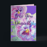 Love You Wifes Nom Purple Pansy Watercolor Carte<br><div class="desc">Love You Ladies/Woman's/Wifes Name Purple Pansy Watercolor Card ou Carte de remerciements. Conçu à partir d'une de mes photos de jardin originales de mon jardin,  profitez!</div>