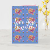 Love You Wifes Nom Rose Roses Carte Aquarelle (Fleur jaune)