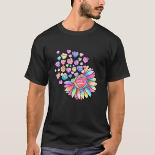 Love You Zonnebloem Snoep Hart Valentijnsdag Manne T-shirt