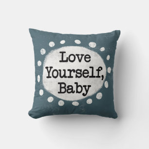 Love Yourself Baby - Grijs Sierkussen