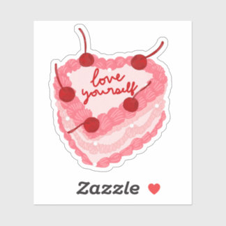 Love Yourself Heart Cake Sticker