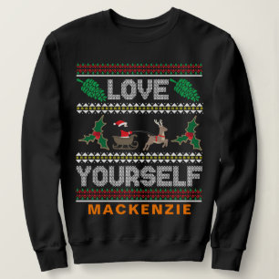 Love Yourself Lelijke Kerst Sweater Custom Naam