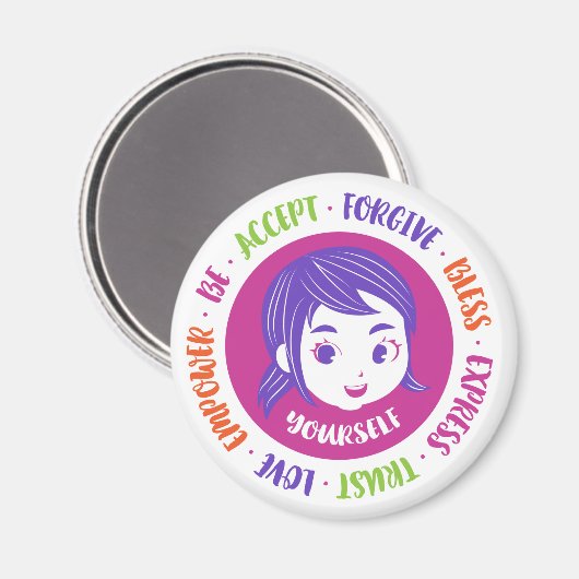 Love Yourself Magnet 2,5" rond (Recto/Verso)