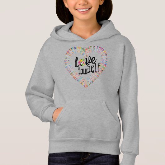 "Love Yourself" Meisje's Pullover Hoodie (Voorkant)