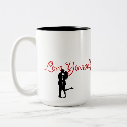 Love Yourself Red Romantic Citation Coffee Mug (Gauche)