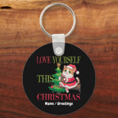 Love Yourself This Christmas Cute Cat Holiday Sleutelhanger (Voorkant)