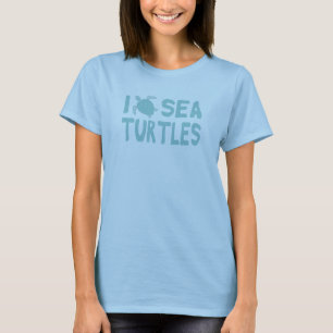 Love Zee Turtles Cute Blue Typography Quote T-shirt