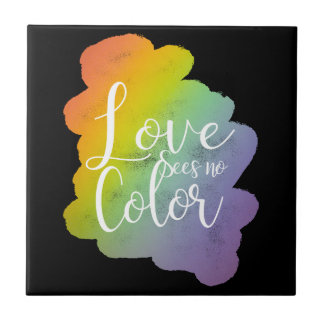 Love Ziet Geen Kleur Citaat Regenboog Zwart Tegeltje
