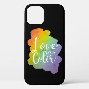 Love Ziet Geen Kleur Quote Regenboog Zwart iPhone 12 Hoesje