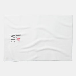 LOVE Zoete Roze Waterverf Hart Valentijnsdag Kunst Theedoek