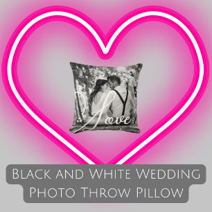 LOVE Zwart-wit trouwfoto Kussen