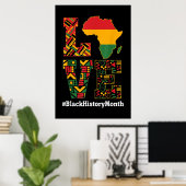 LOVE zwarte geschiedenis maand Afrika kaart Poster (Thuiskantoor)