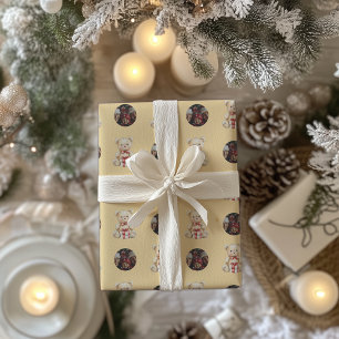 Loveable Christmas Teddy Bear Custom Photo Cadeaupapier
