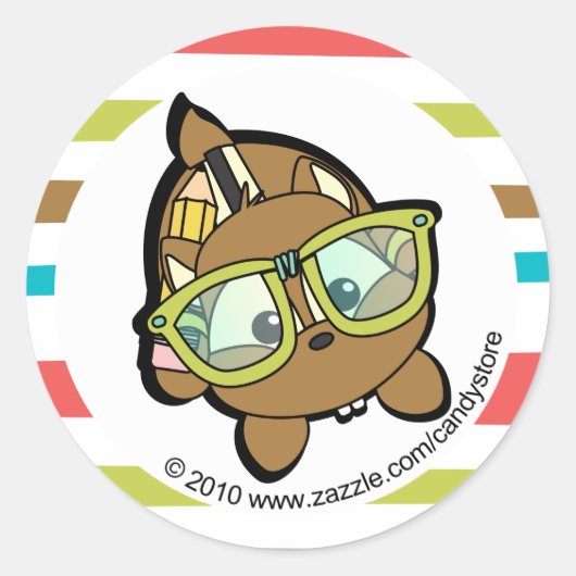 Loveable Smarty Chipmunk Ronde Sticker (Voorkant)