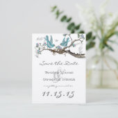 Lovebird Aqua Blue en Roze sparen de Datum Kaart (Staand voorkant)