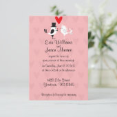 Lovebird bruid en bruidegom bruiloft uitnodiging (Staand voorkant)