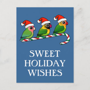 Lovebird Candy Cane Feestdagenkaart