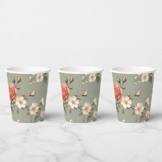LoveBird Floral Paper Cups Papieren Bekers