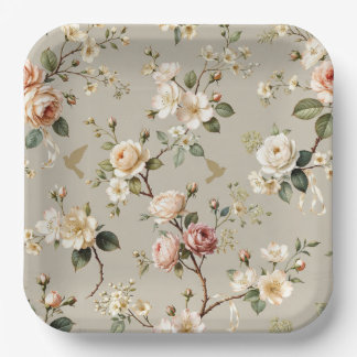 LoveBird Floral Party Plate Papieren Bordje