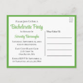 Lovebird Geel Groen Tortelduifjes Bachelorette Uitnodiging Briefkaart (Achterkant)