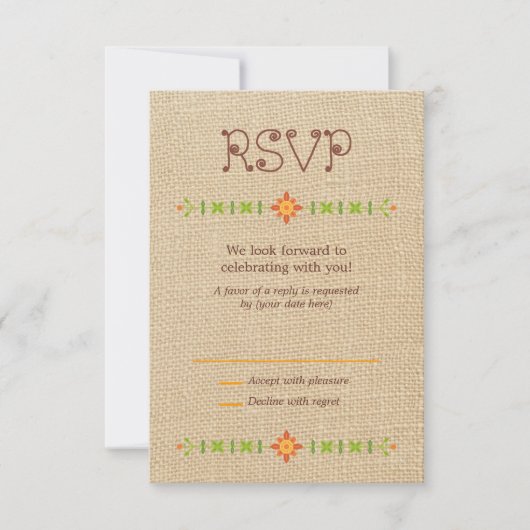 Lovebird Owls sur Burlap Wedding RSVP (Devant)