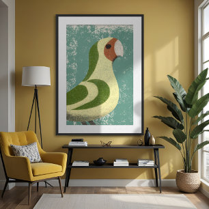 Lovebird Parrot Minimalist Gestructureerd Modern G Poster