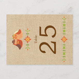 Lovebird Uilen op Burlap Trouwtafel Nummer Briefkaart