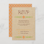 Lovebird Uilen op Burlap Wedding RSVP (Voorkant / Achterkant)