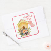 Lovebird Valentijnsdag Vierkante Sticker (Envelop)