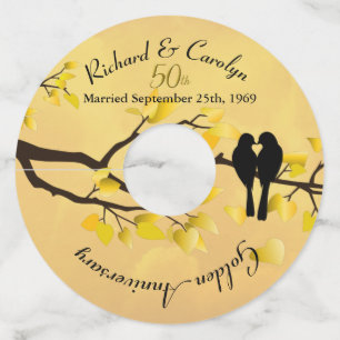 Lovebirds 50th Golden Jubileum Wijnglaslabel