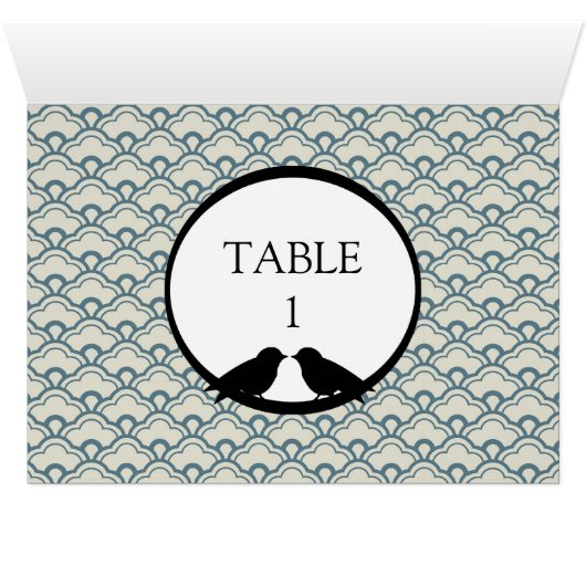Lovebirds - Carte de table de réception de mariage (Intérieur Horizontal (Bas))