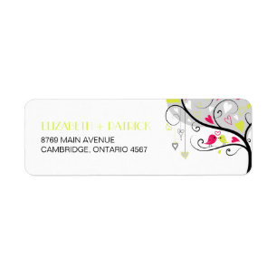 Lovebirds colorés Étiquette de adresse de mariage