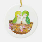 Lovebirds Couple's First Christmas Together Custom Keramisch Ornament (Voorkant)