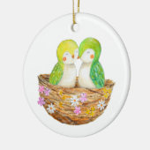 Lovebirds Couple's First Christmas Together Custom Keramisch Ornament (Links)