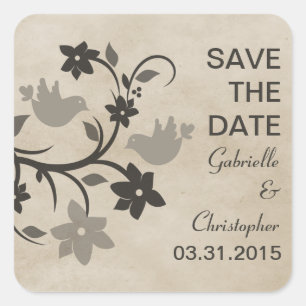 Lovebirds floral gris économisez Stickers Date