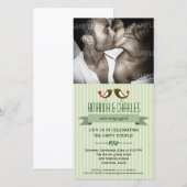 Lovebirds Green Fiançailles Carte photo  (Devant / Derrière)