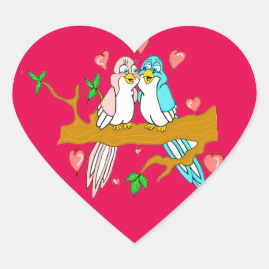 Lovebirds Hart Stickers (Voorkant)